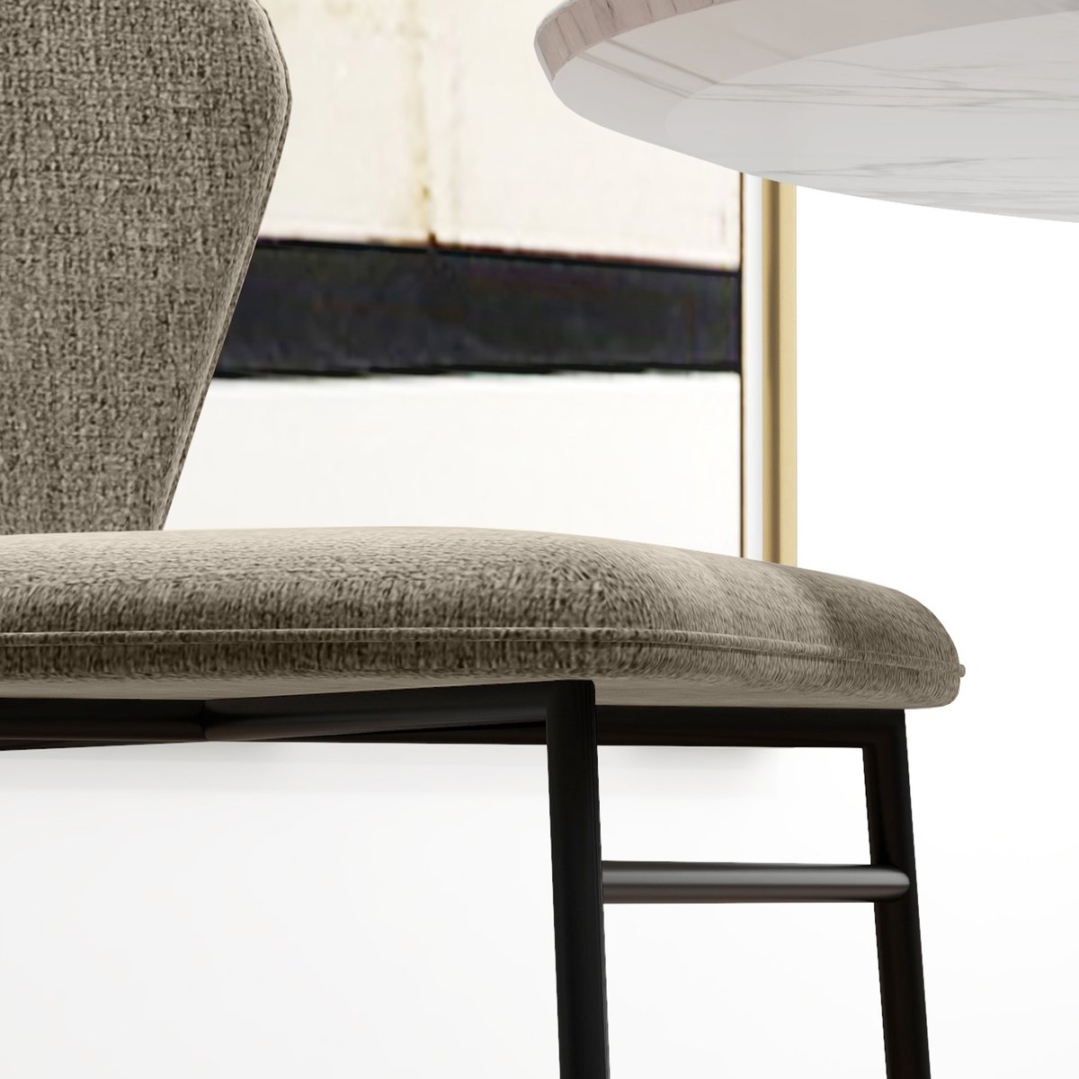 Chaise de salle à manger Lin (100% polyester) marron clair, HOMCOM
