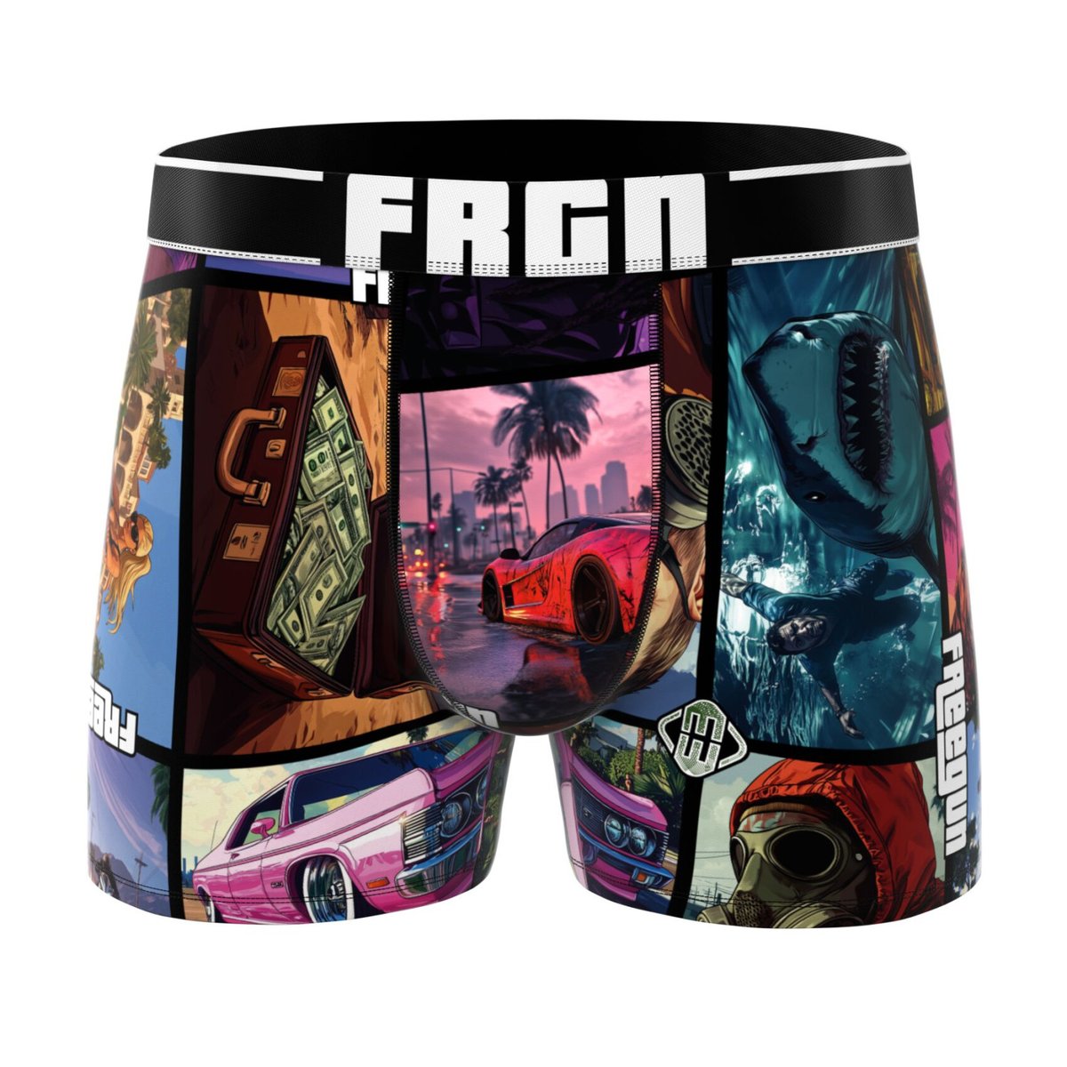 Lot De 3 Boxers Microfibre bleu/noir/rouge/gris/rose, FREEGUN