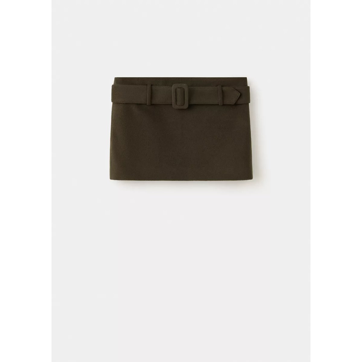 Jupe courte ceinture kaki, MANGO