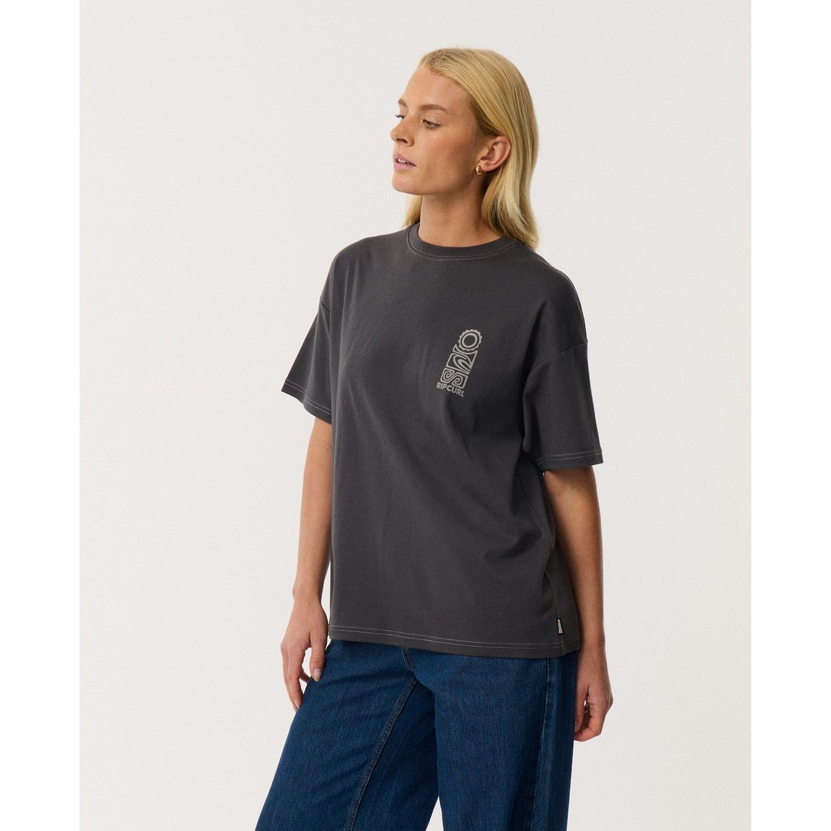 T-shirt oversize SEARCH SERIES VAPORCOOL washed black, RIP CURL
