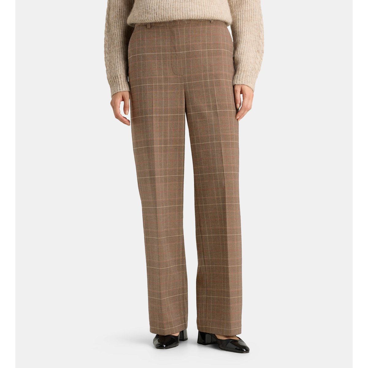 Pantalon droit ferney car marron foncé, GALERIES LAFAYETTE