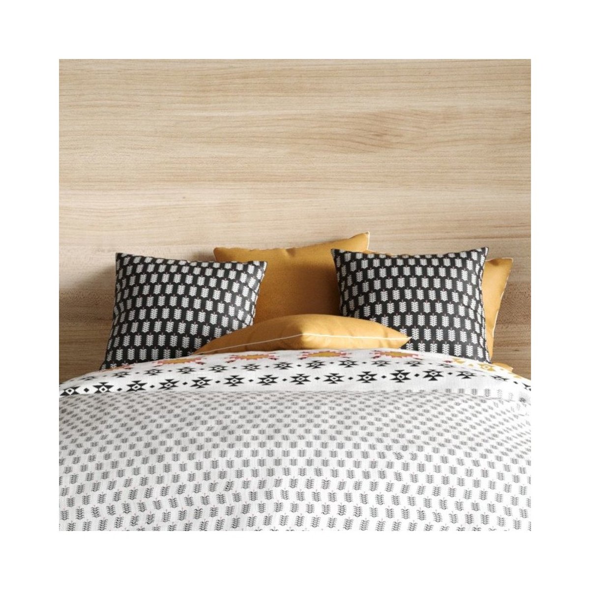 Housse de couette 260x240 LOYA + 2 taies coton 57 fils noir, DECORATIE