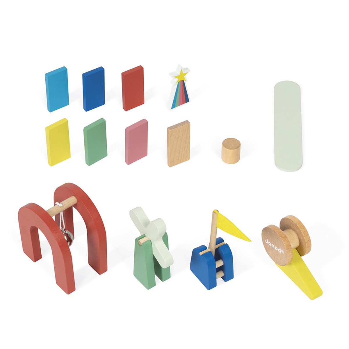 Jeu De Course Dominos Bois 100 Pièces couleur unique, JANOD