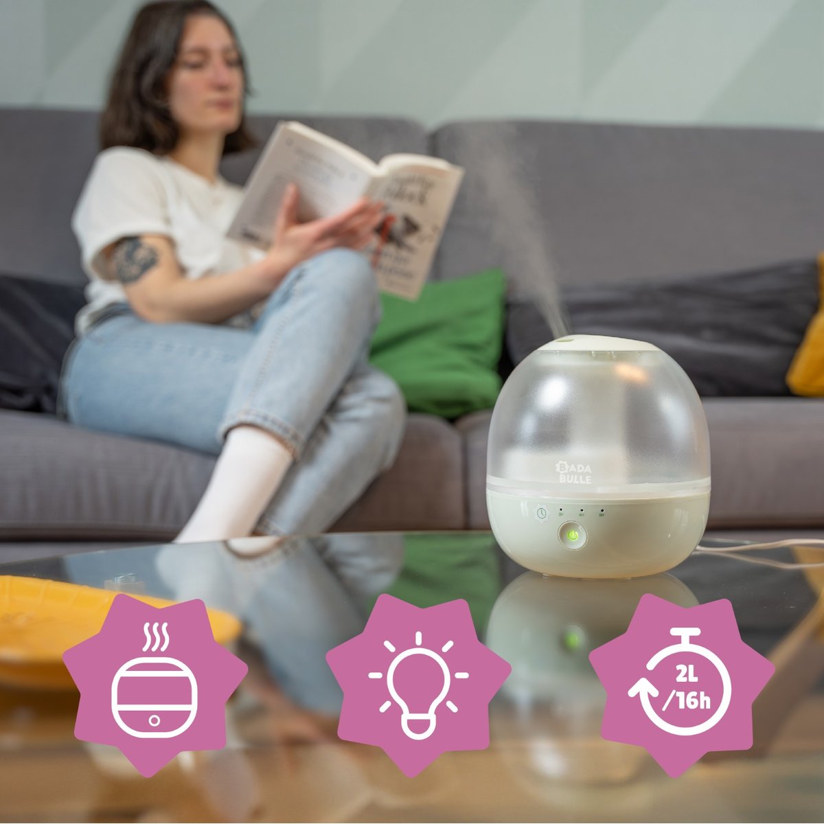 Humidificateur Veilleuse Bubble vert clair, BADABULLE