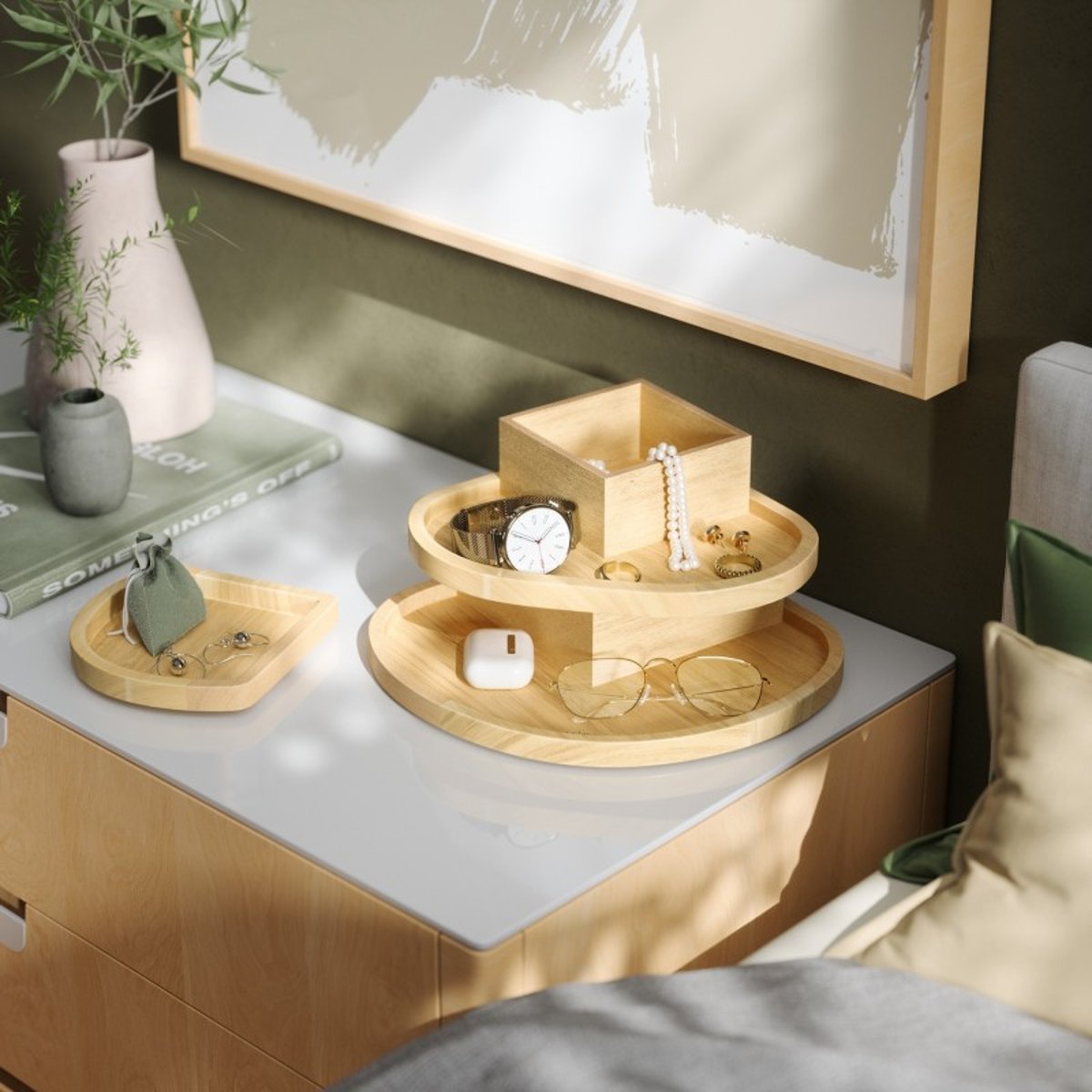 Rangement à bijoux bois 3 plateaux COVE bois clair, UMBRA