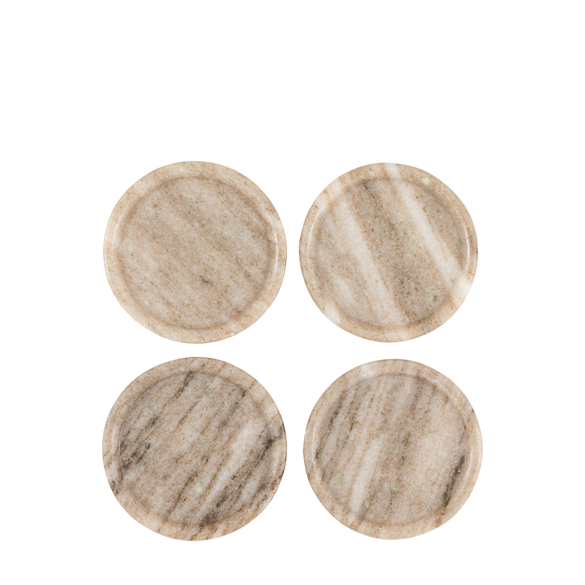 Set of 4 Novi Round Coasters in Beige Marble natural, SO'HOME