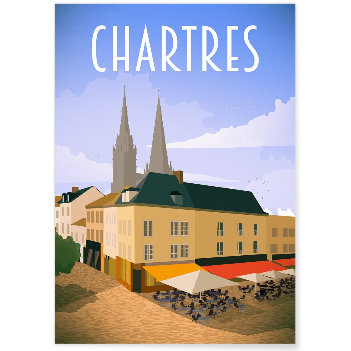Affiche ville Chartres blanc, L'AFFICHERIE