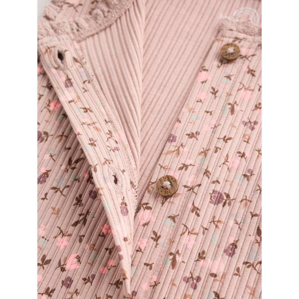 Barboteuse bébé boutonnée, lot de 3 imprimé floral ton sur ton marron, NEXT