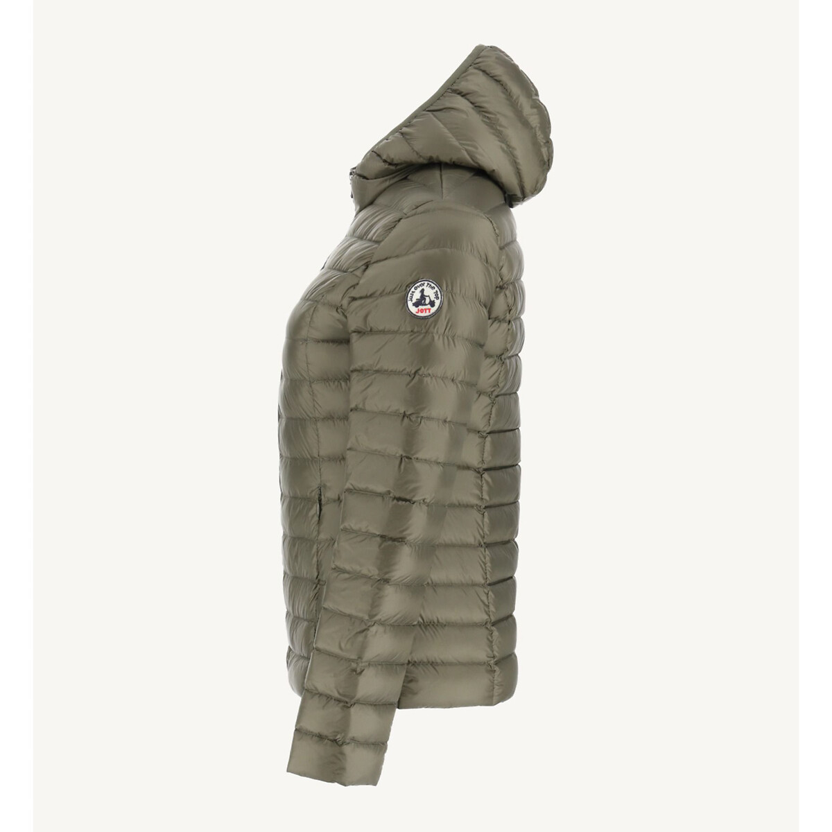 Cloe Quilted Padded Jacket with Hood and Zip Fastening military khaki, JOTT