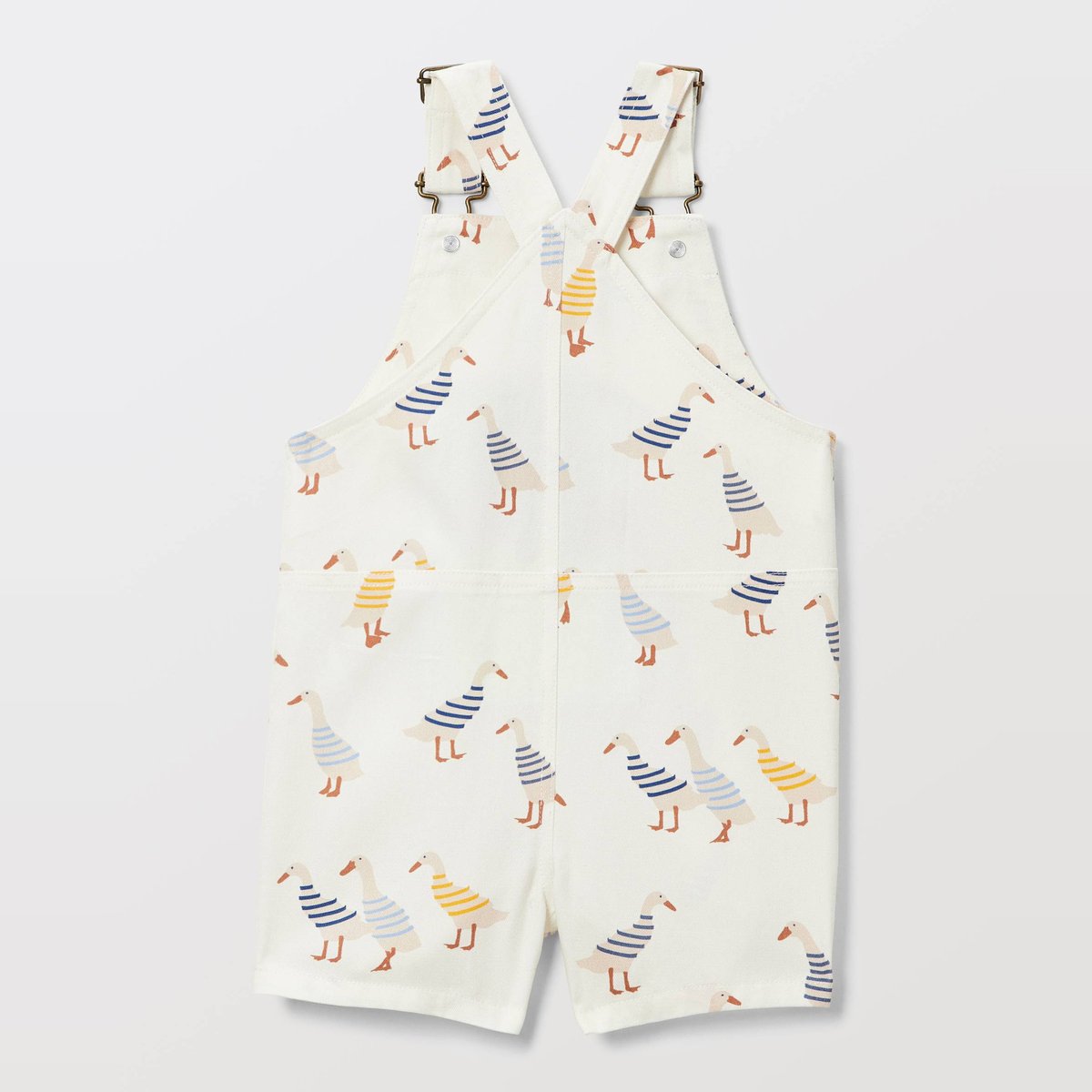 Salopette courte imprimée en coton BIO GOTS naturel, BOUT'CHOU