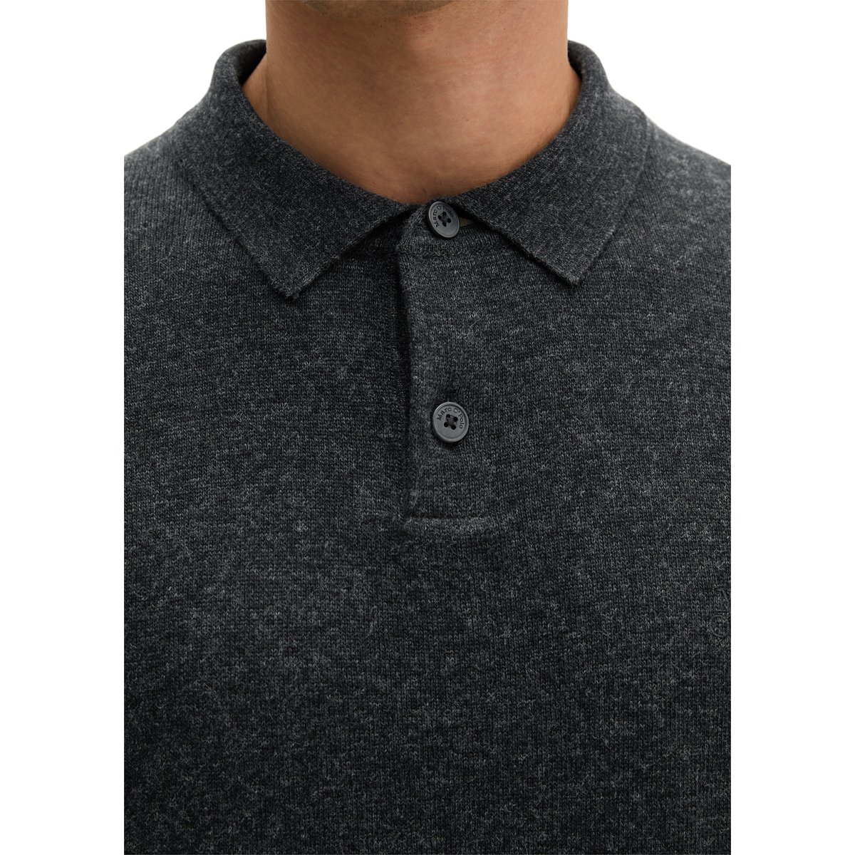 Polo en maille, coupe classique en mélange doux de coton biologique et de laine vierge gris, MARC O'POLO