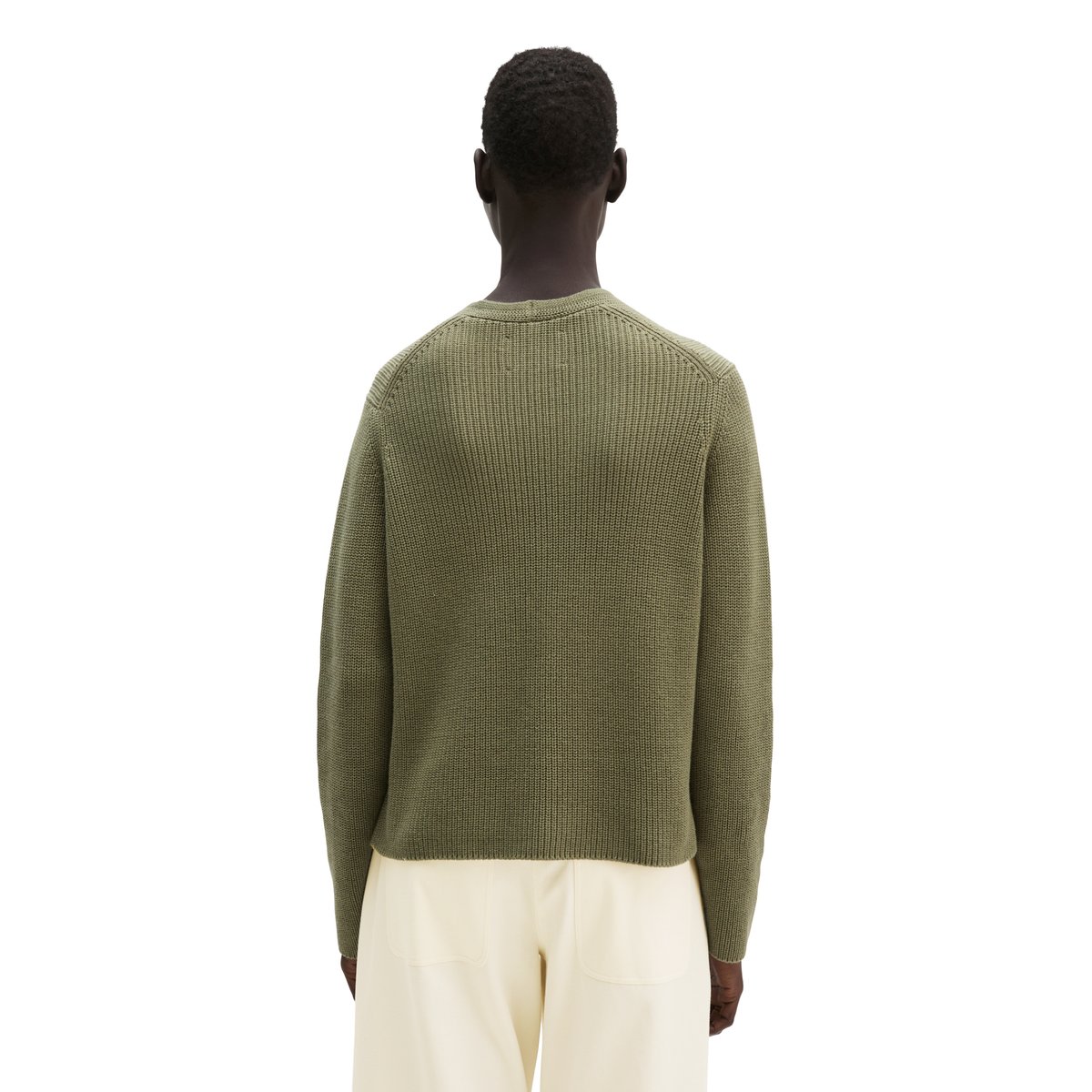 Cardigan col V relaxed en coton organique lourd vert, MARC O'POLO