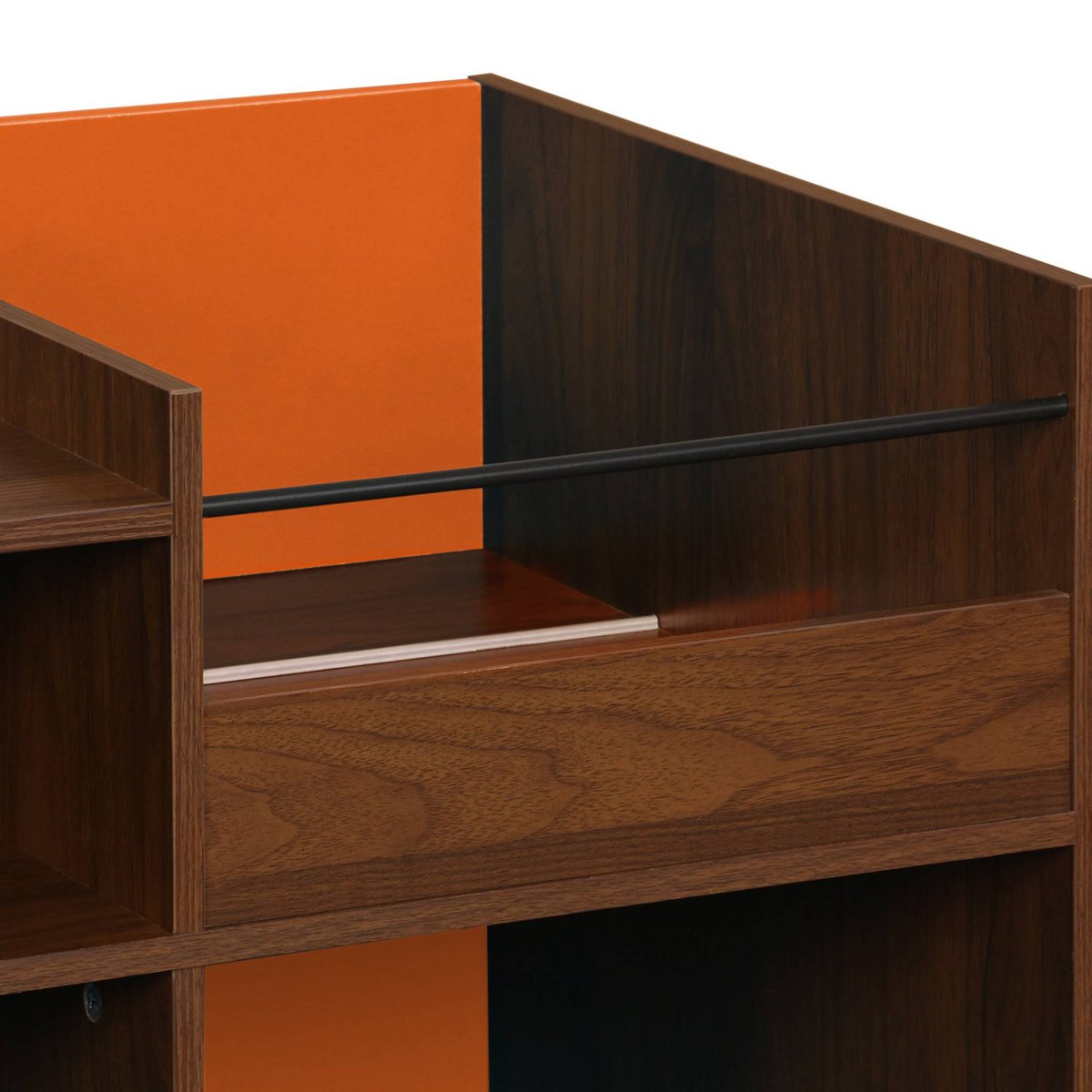 Meuble vinyle XL vintage bicolore décor bois et fond coloré 130cm NEPAL orange, SWEEEK