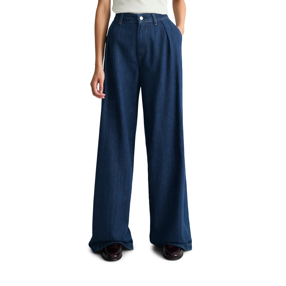 Jean à plis larges réalisé avec Orange Fiber bleu, MARC O’POLO DENIM