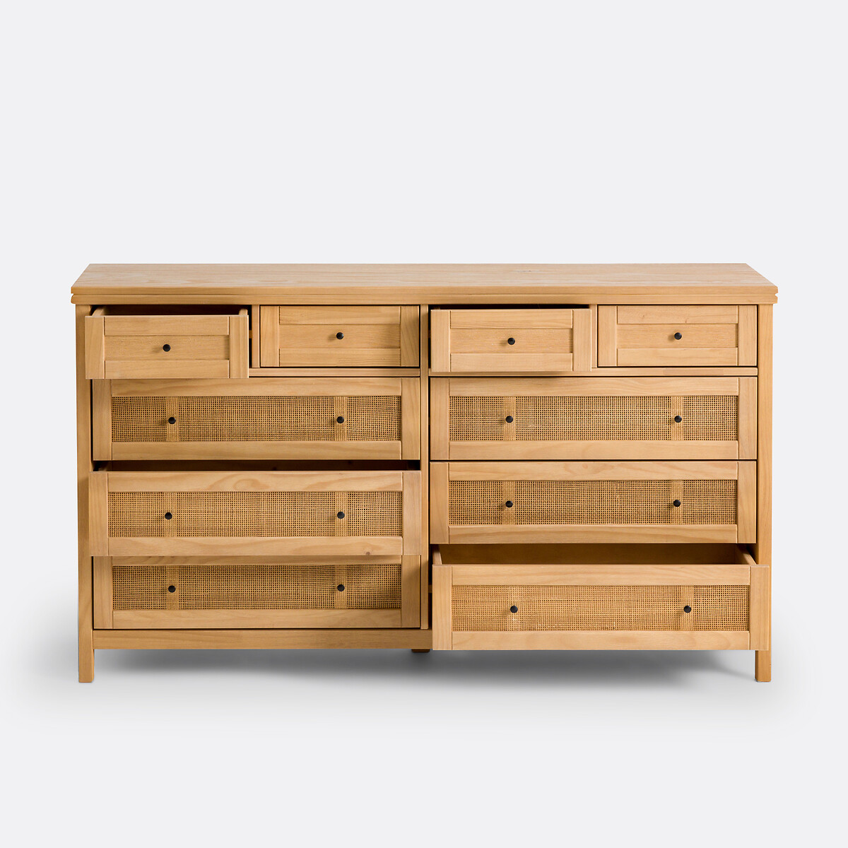 Commode en pin massif et cannage 10 tiroirs, Gabin naturel, LA REDOUTE INTERIEURS