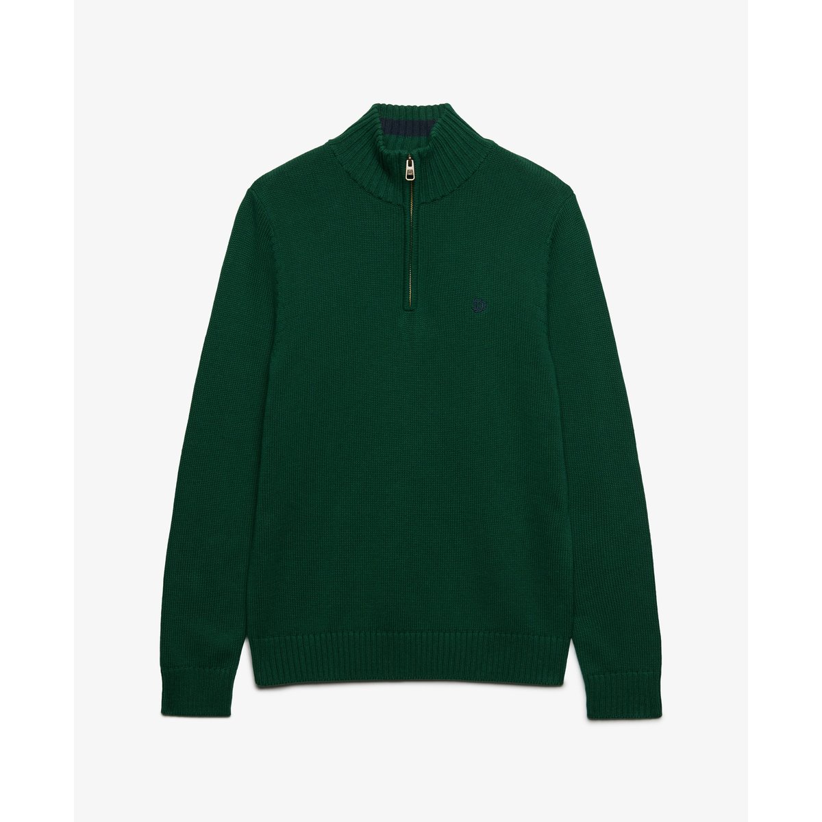 Pull Maille Demi-Zip Coupe Ajustée vert forêt, SUPERDRY