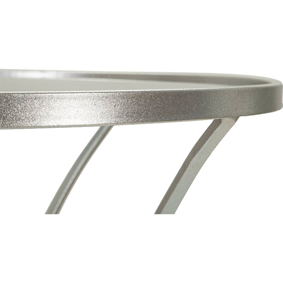 Table d'appoint ronde en fer et verre GLAM argenté et verre fumé, RECOLLECTION
