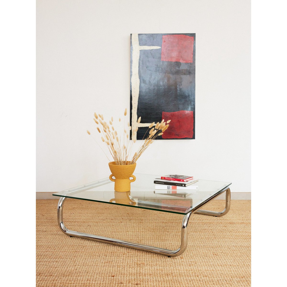 Grande table basse en chrome Donna N°1659 - Bon état transparent, DEBONGOUT
