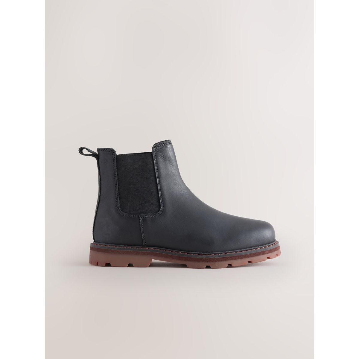 Bottines chelsea en cuir à bout carré noir, NEXT
