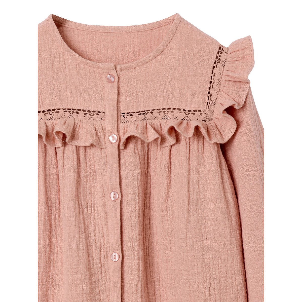 Chemise manches longues rose poudré, VERTBAUDET