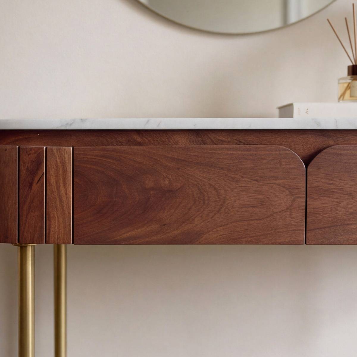 Console en bois de manguier et marbre SIENNE bois foncé, MADE IN MEUBLES