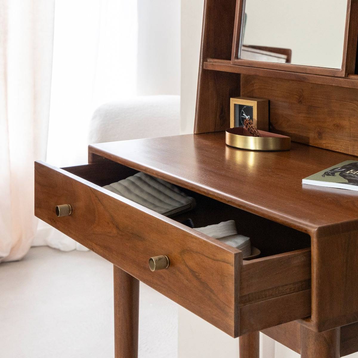 Bureau en bois d'acacia et métal EMIEL bois clair, MADE IN MEUBLES