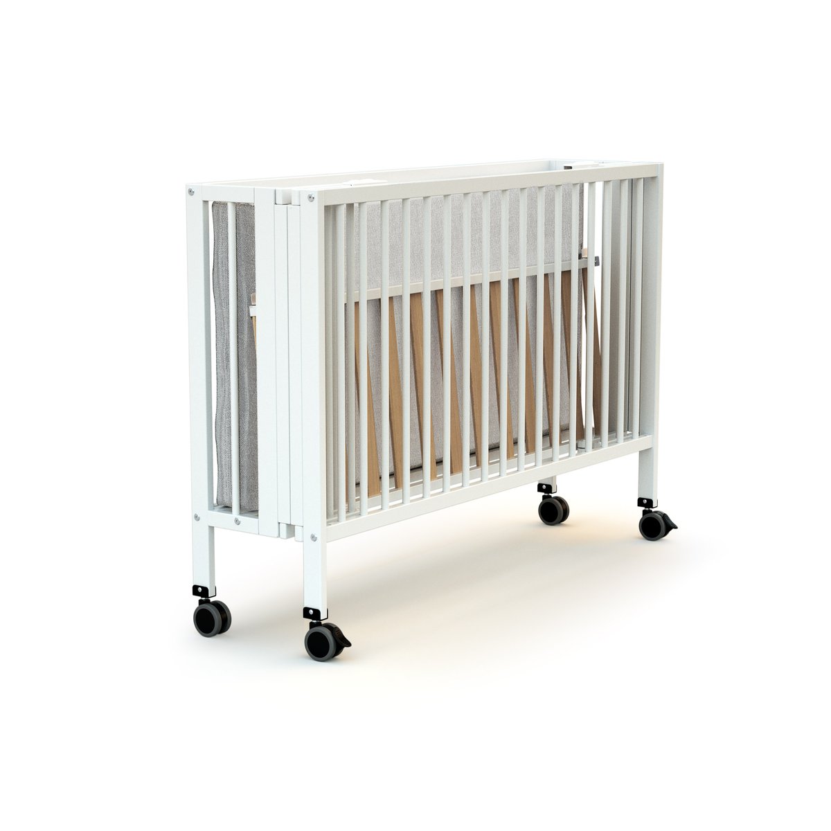 Folding wooden baby bed FLOW blanc, AT4