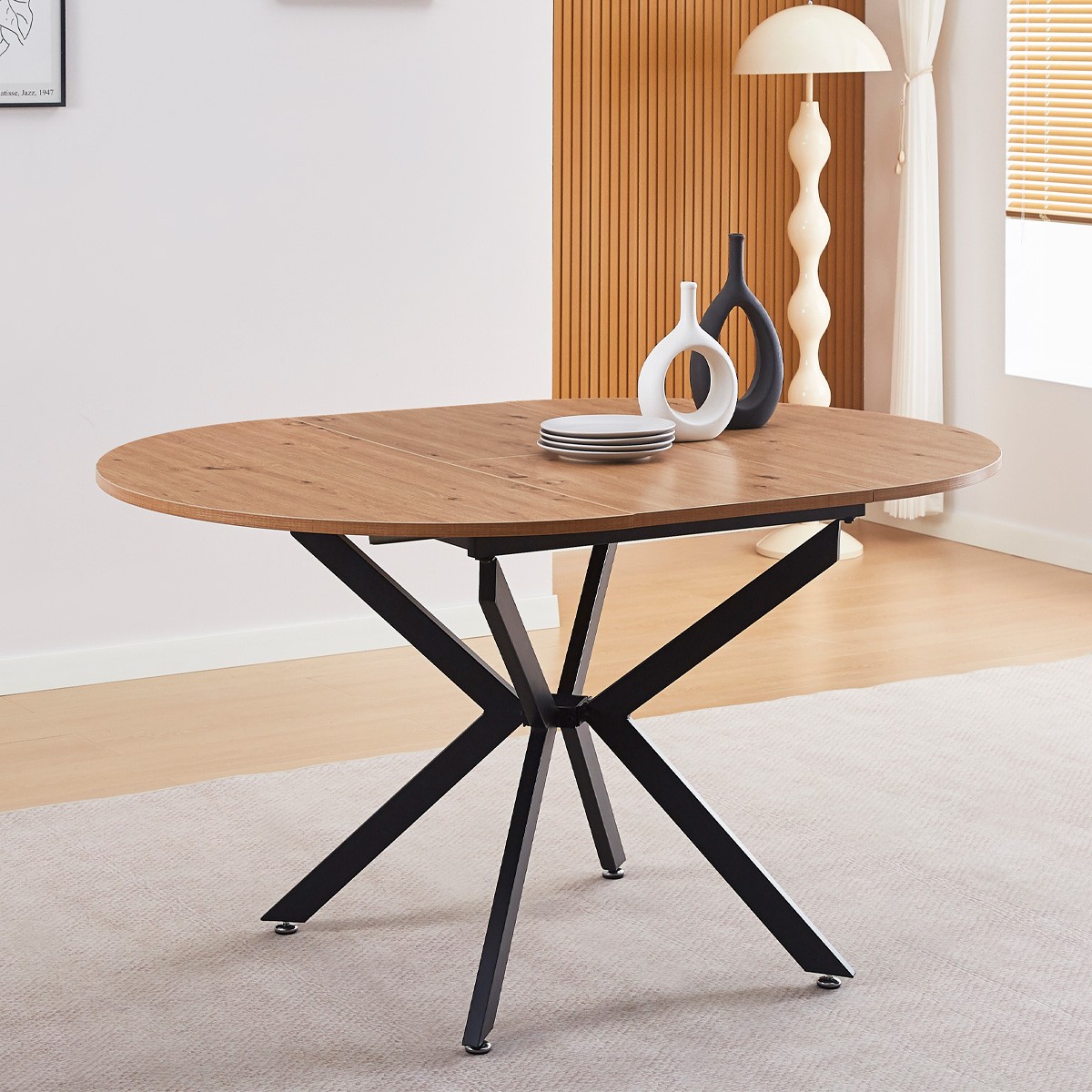 Table à manger extensible effet bois 4/6 personnes - MARIUS bois, HOMIFAB