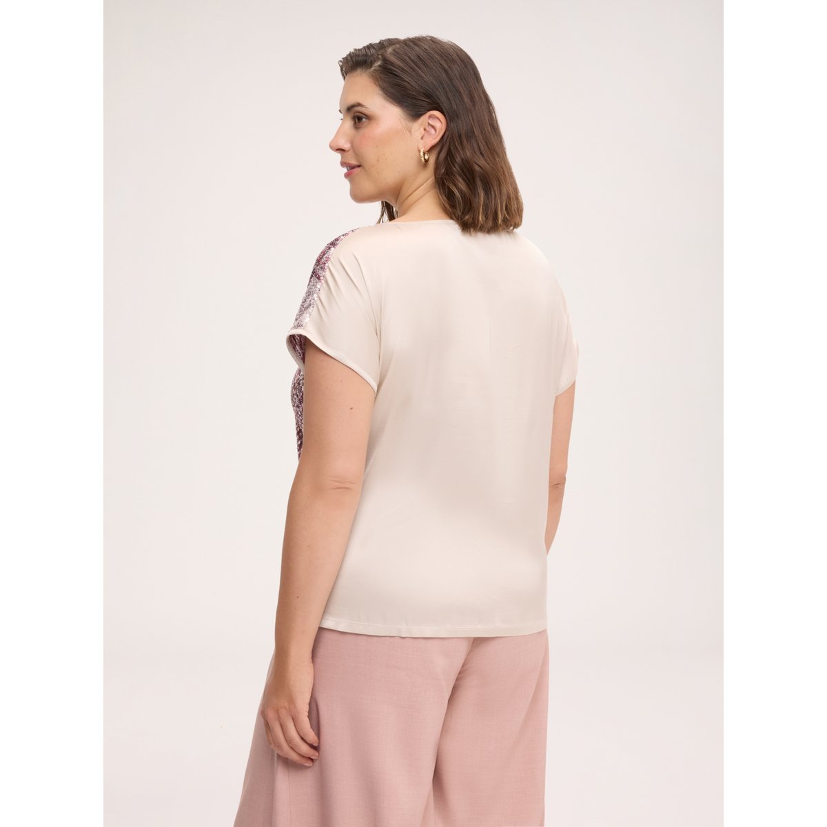 Blouse à broderie à carreaux rose, FIORELLA RUBINO