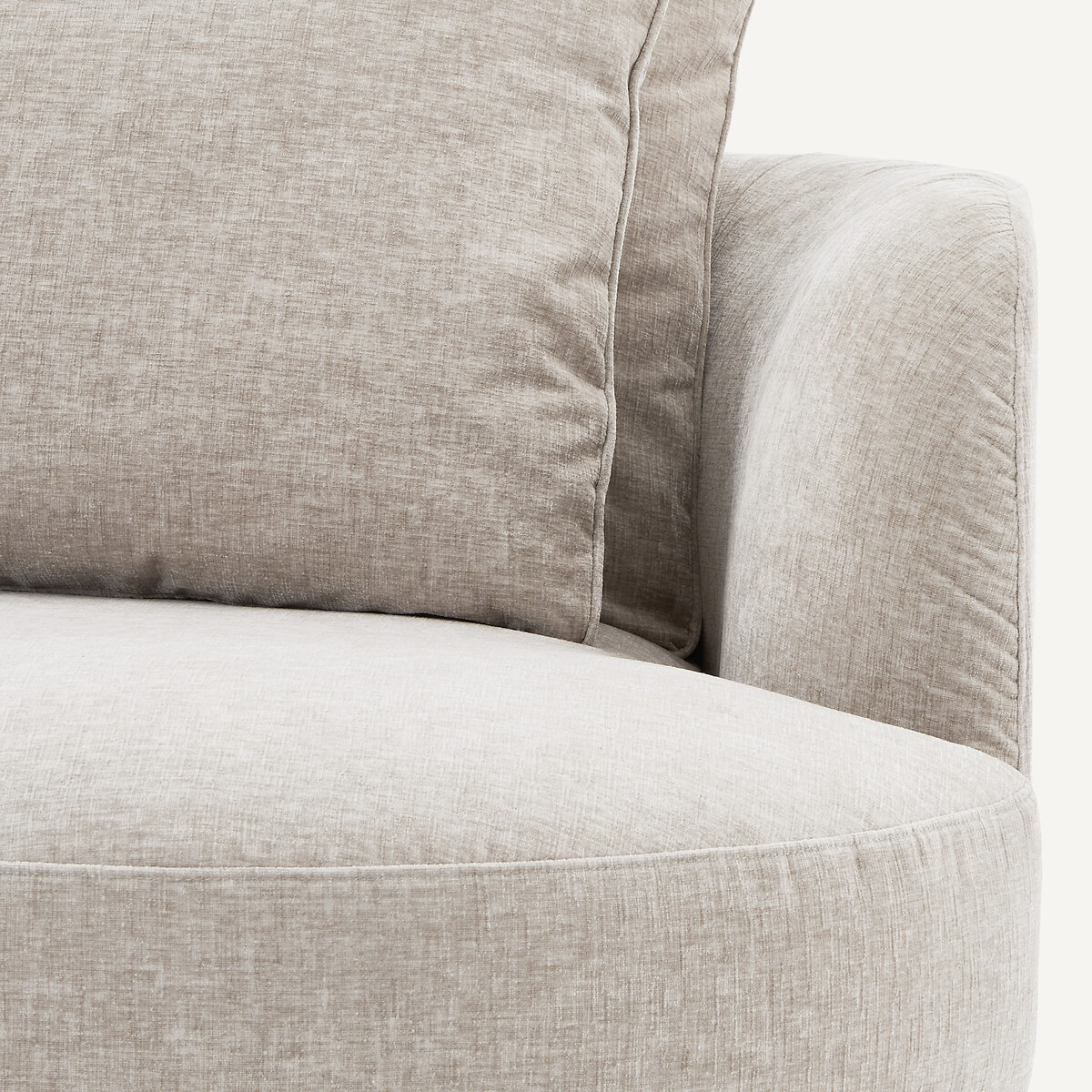 Demi-canapé droit, arrondi, modulable en velours chenille, TIBERIO gris clair, AM.PM