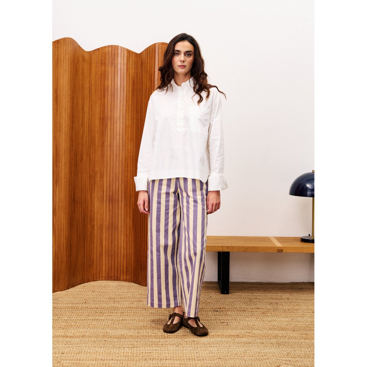 Pantalon  en coton AUSTEN violet lilas, FRNCH