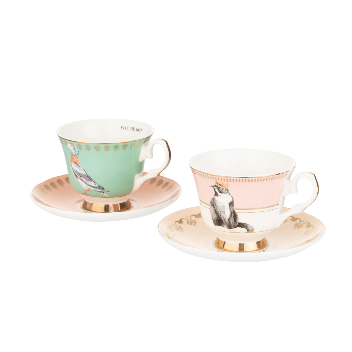 Set of 2 "Best of British" Teacup & Saucers multi-coloured, YVONNE ELLEN