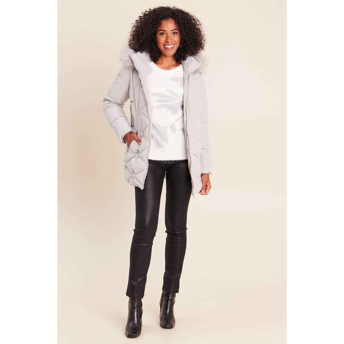 Pull col rond manches longues couleur argent, BREAL