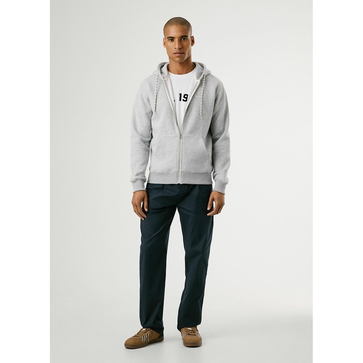 Sweat zippé à capuche Macbeth gris, PEPE JEANS