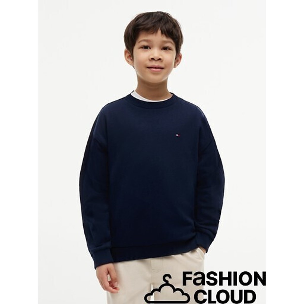 Trui met ronde hals marineblauw, TOMMY HILFIGER