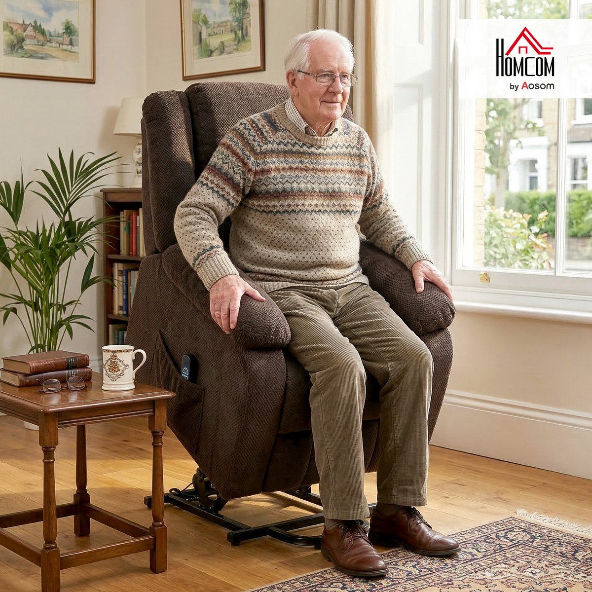 Fauteuil releveur multifonctionnel Velours marron, HOMCOM