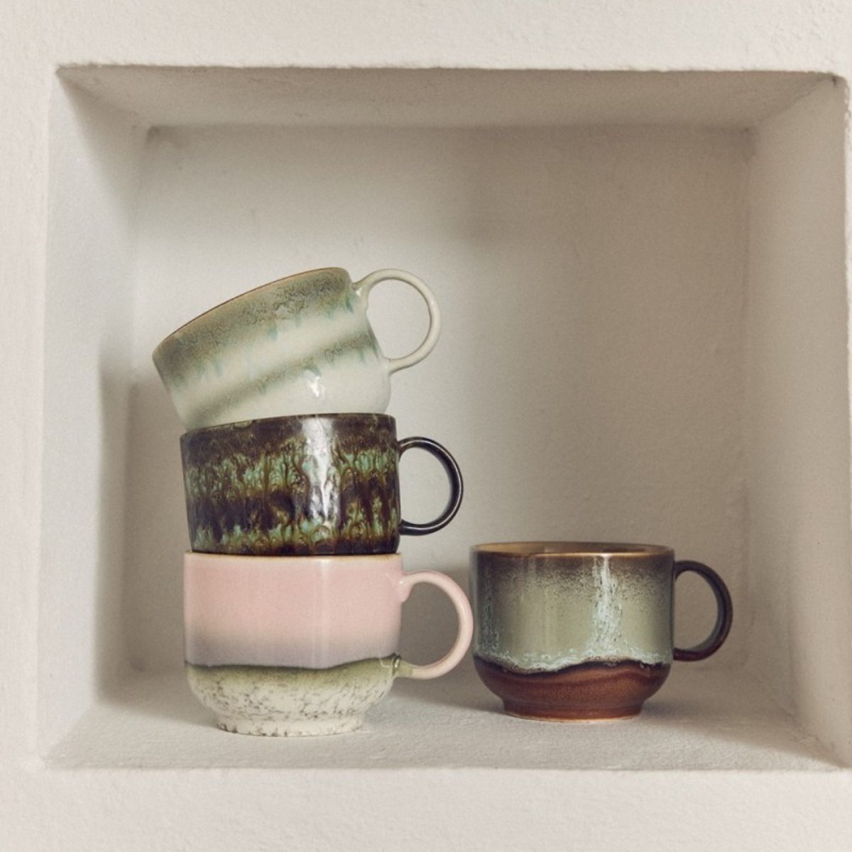Mugs grès artisanal Odyssey set de 2 multicolore, HKLIVING
