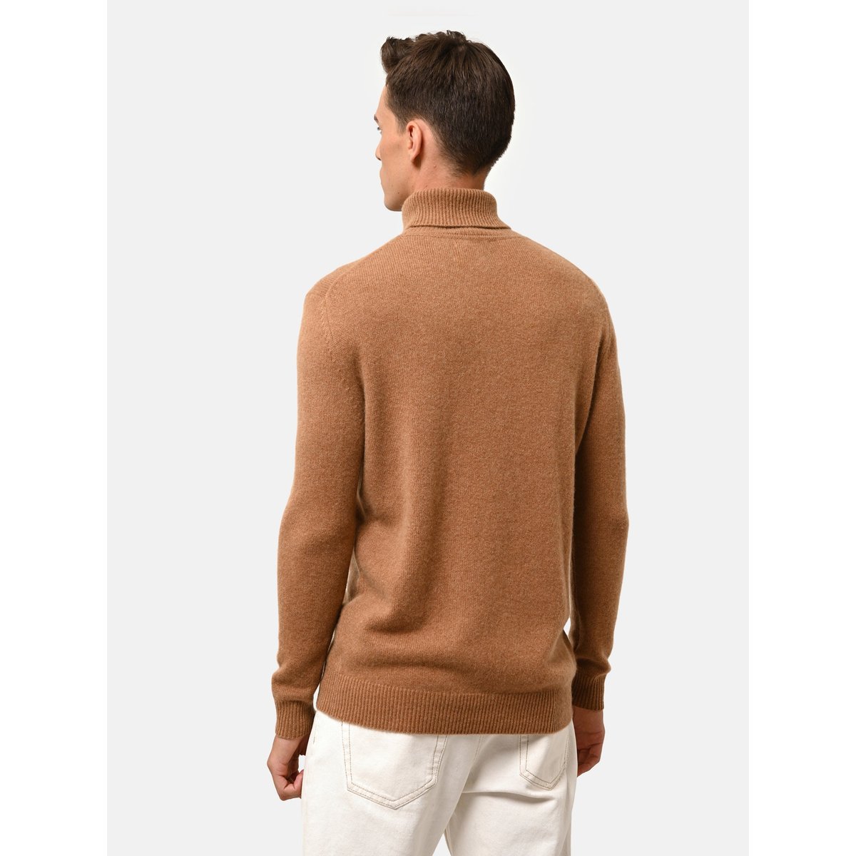 Pull Col Roulé 4 Fils Noisette Sacha marron clair, JUST CASHMERE