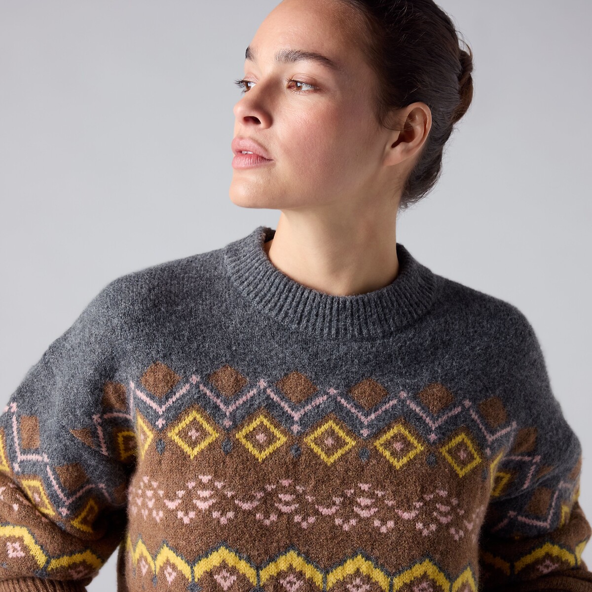 Pull jacquard col rond camel, LEVI'S