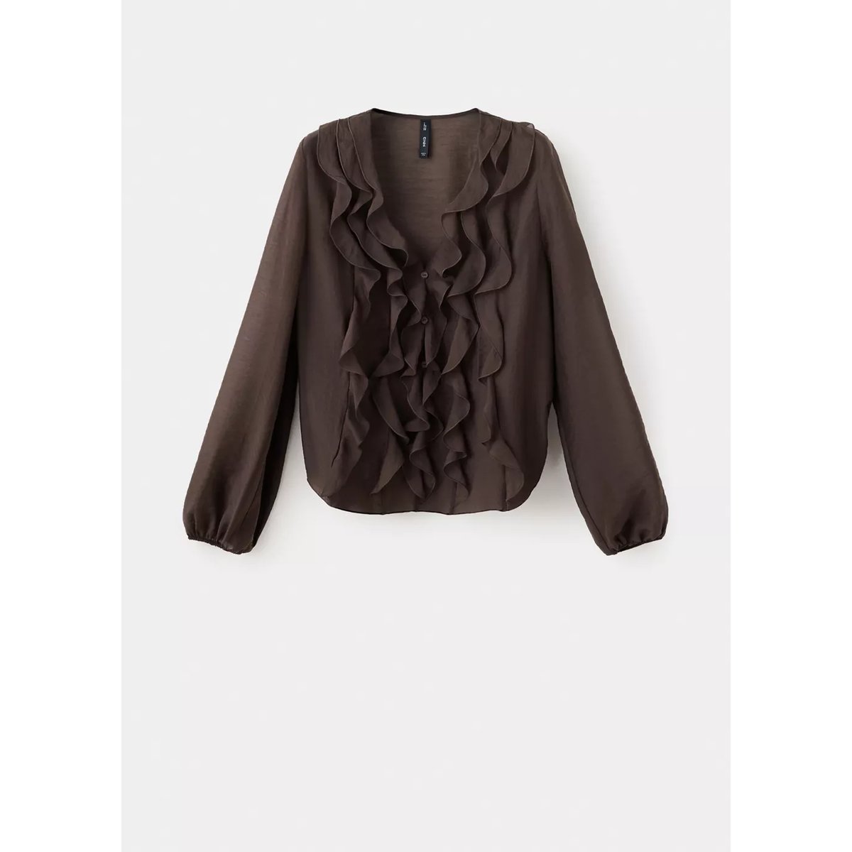 Blouse Lyocell volants marron, MANGO