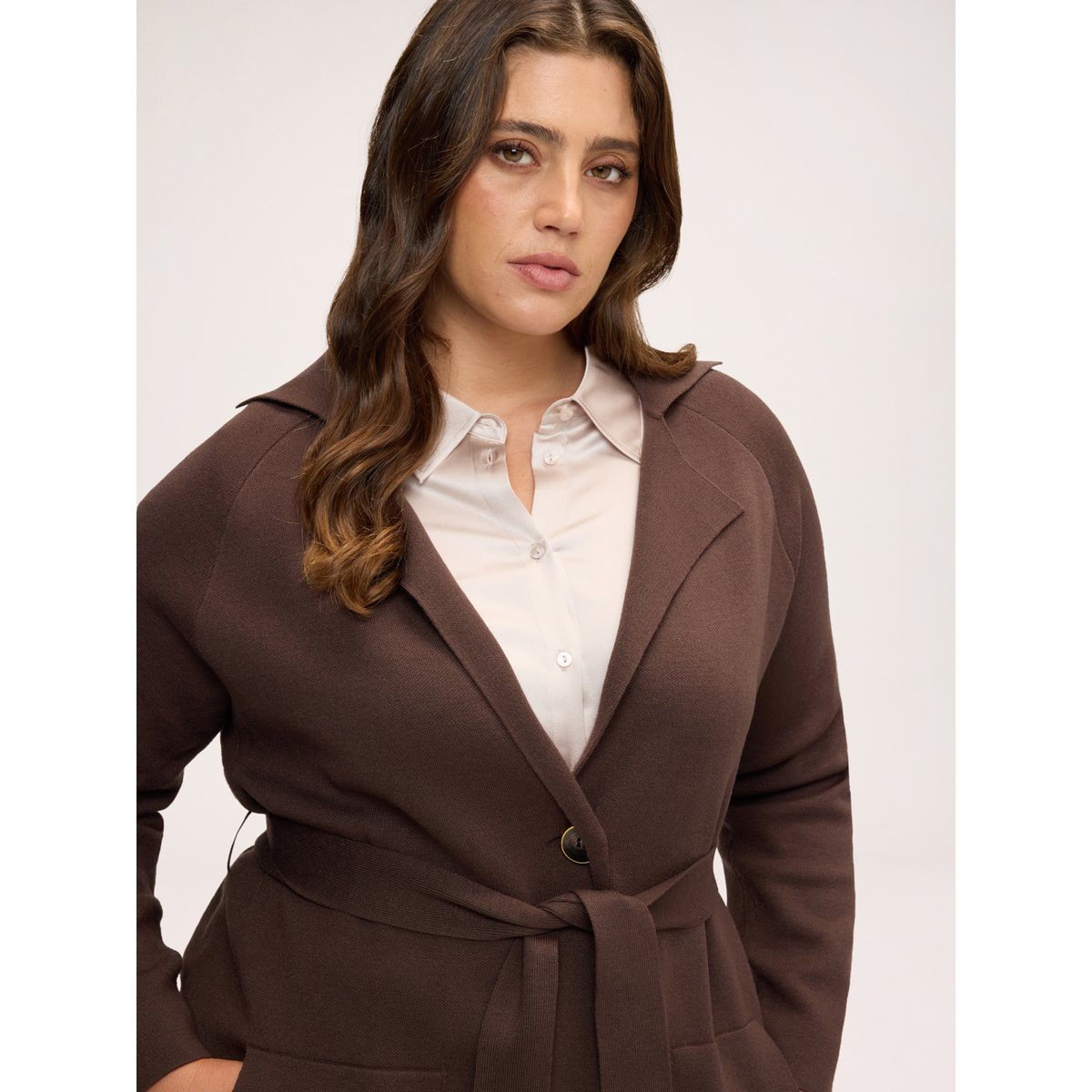 Manteau court avec ceinture marron, FIORELLA RUBINO