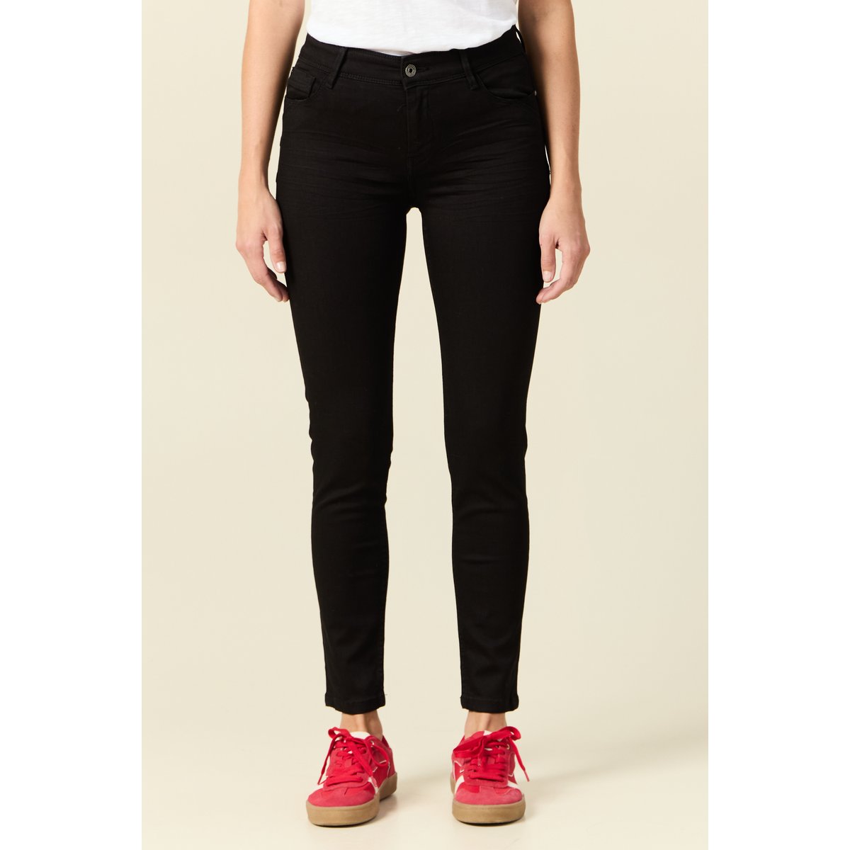 Jeans skinny push up 7/8ème denim noir, BONOBO