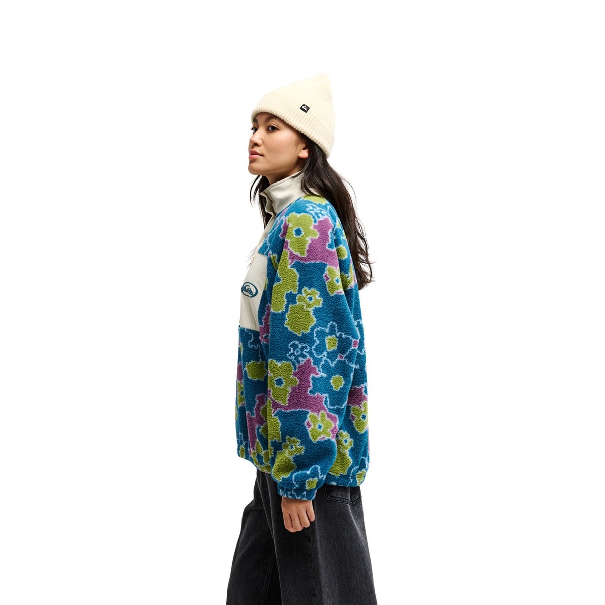 Polaire demi-zip RENEK POLAR vert calliste green pixelated flowe, QUIKSILVER