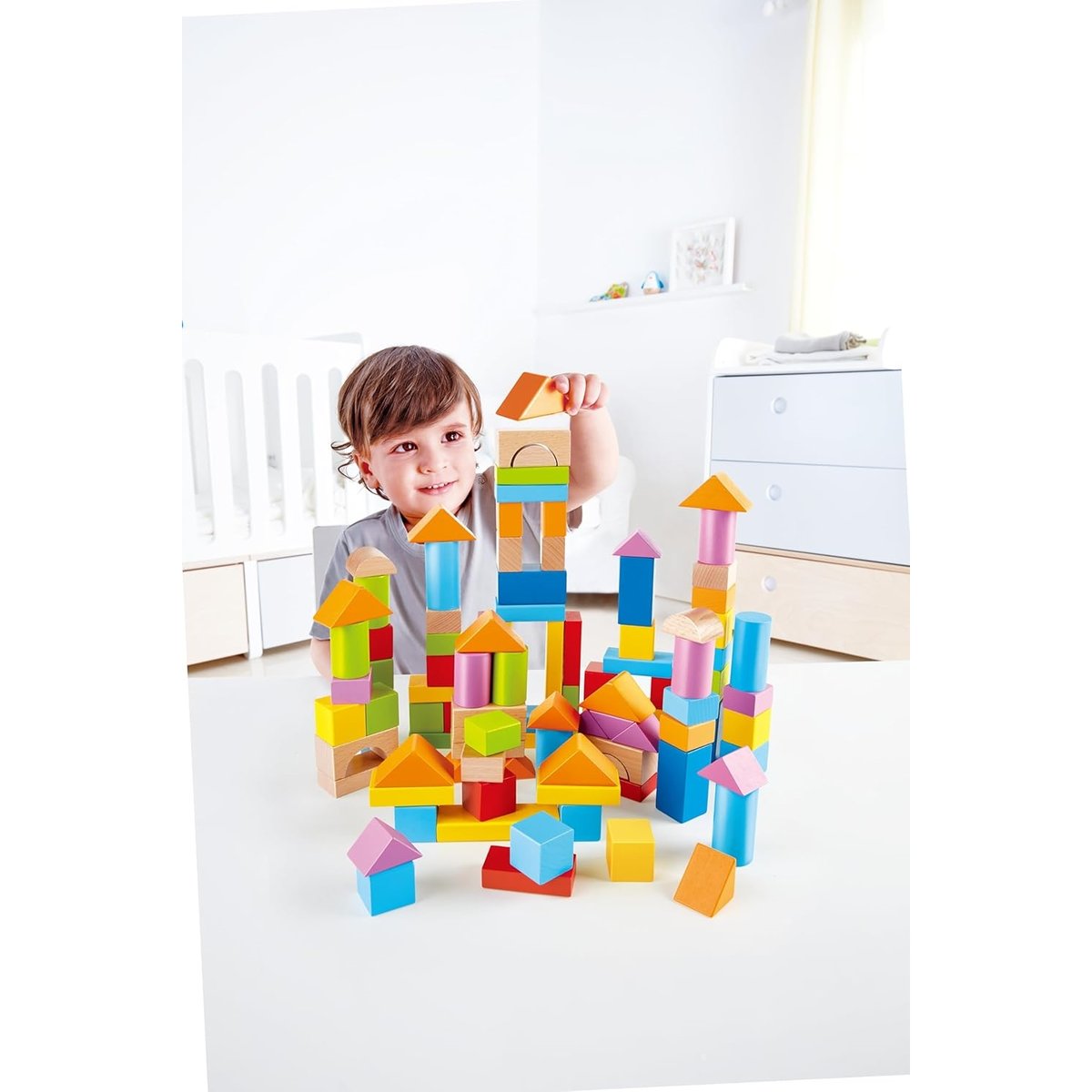 Set de blocs de bois colorés, 101 pièces. multicolore, HAPE