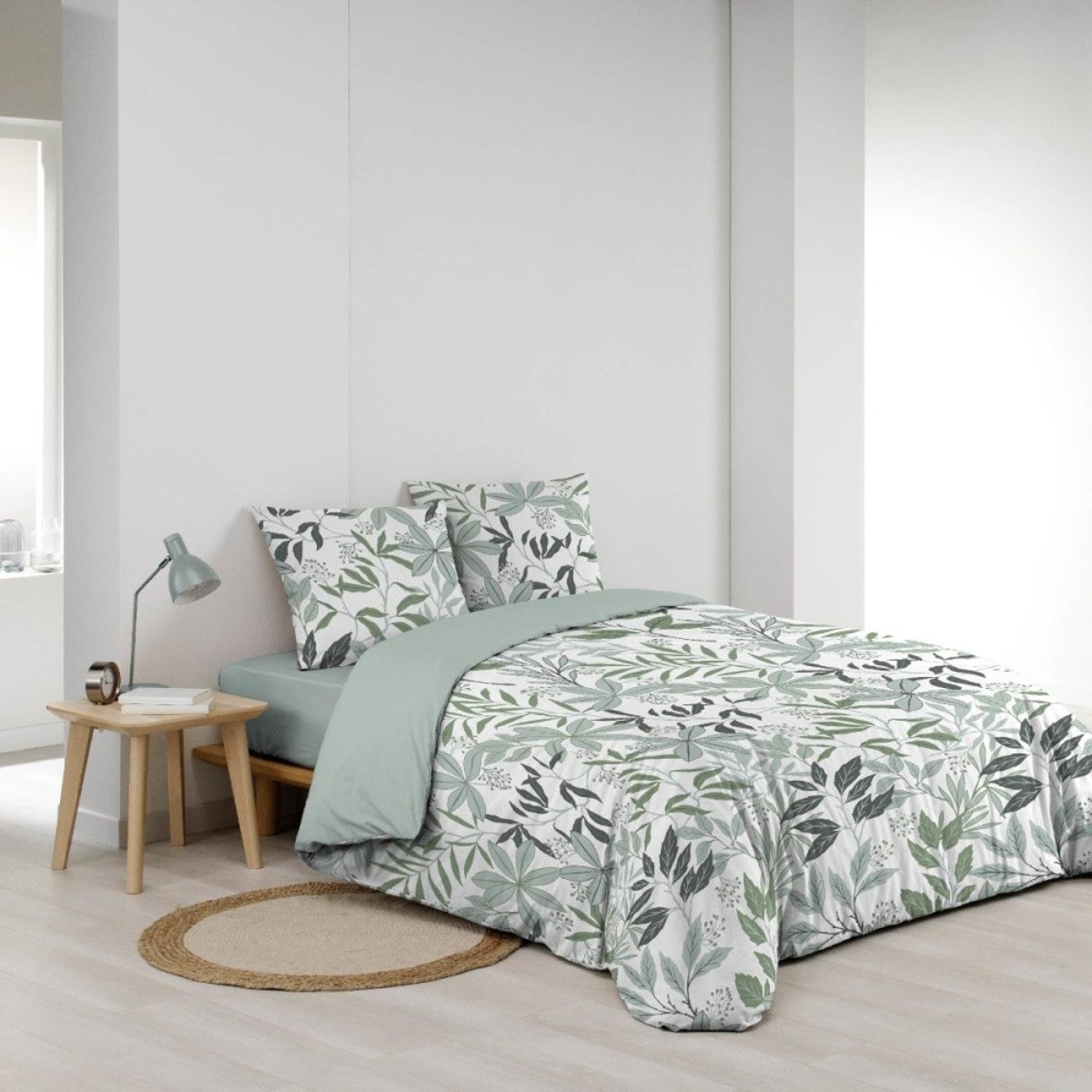Housse de couette 240x220 + 2 taies VOLTINE 100% coton vert, DECORATIE