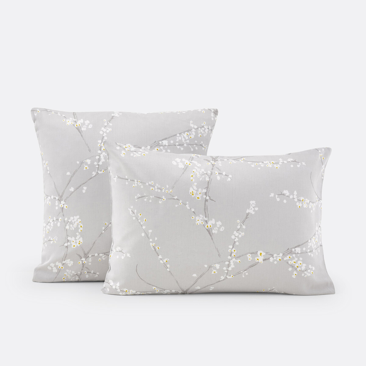 Taie d'oreiller satin de coton, Natsumi imprimé gris/blanc, LA REDOUTE INTERIEURS