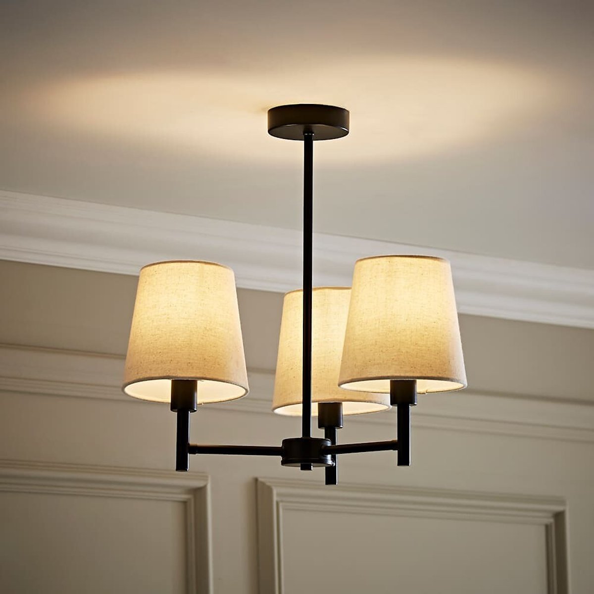Kasey 3-Light Chandelier Ceiling Light with Tapered Shades black, SO'HOME