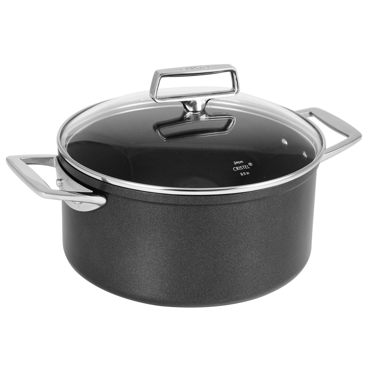 Faitout antiadhésif en aluminium Ø24 cm avec couvercle CASTEL'PRO couleur unique, CRISTEL