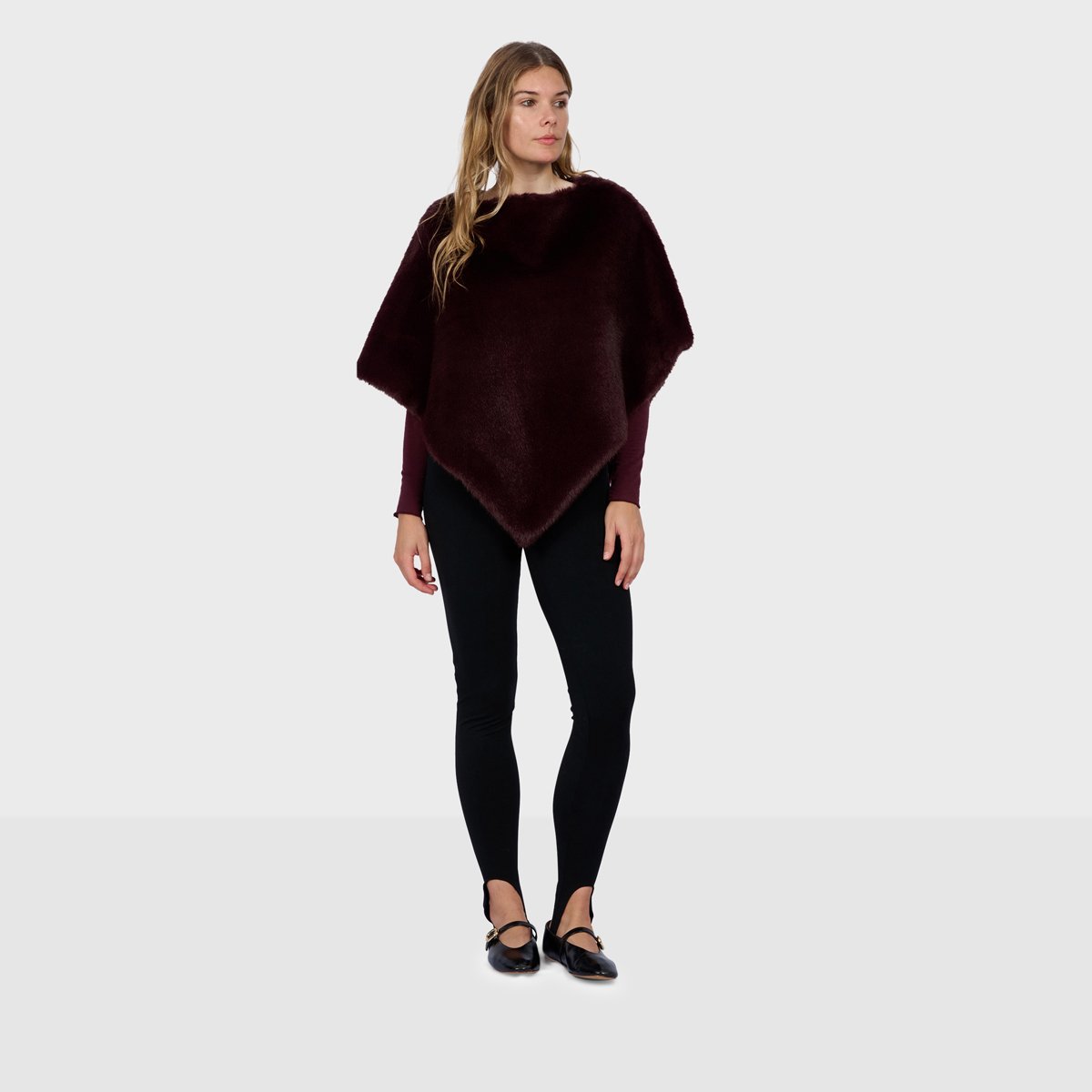 Poncho à coupe ample MEGEVE bordeaux, OAKWOOD