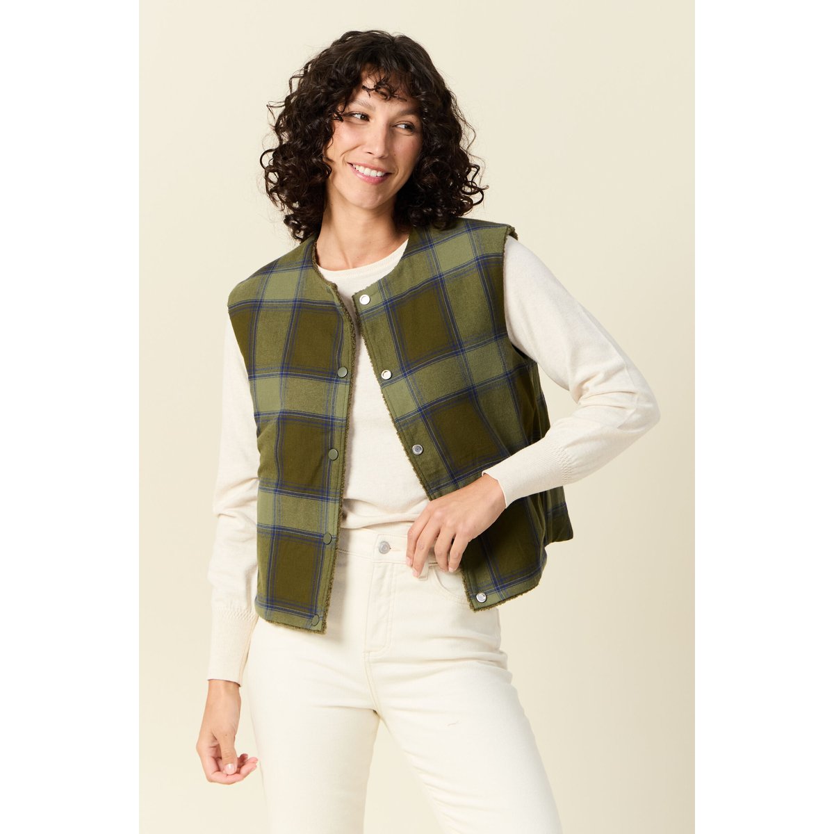 Gilet sans manches vert kaki, BONOBO